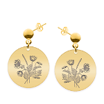 Flora - Cercei personalizati buchet flori banut cu tija din argint 925 placat cu aur galben 24K, BijuBOX