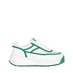 Pantofi sport dama albi cu verde din piele ecologica si material textil Sarina