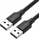 Cablu pentru transfer de date UGREEN US128, USB 2.0 la USB 2.0, Nickel, 480 Mbps, 0.5m, Negru