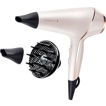 Uscator de par Remington PROluxe AC9140, 2400 W, Ionizare, OPTIheat, Functie PRO+ Style Shot, 3 trepte temperatura, 2 viteze, Cool Shot, 2 concentratoare, Difuzor, Alb