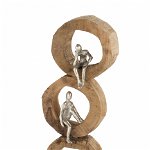 Figurina 3 Thinkers Rings, Aluminiu Lemn, Argintiu Natural, 59x9x19 cm, Jolipa