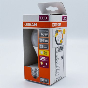 Bec LED Osram, cu senzor miscare, A60, E27, 8.8W (60W), 806 lm, lumina calda (2700K), clasa energetica F