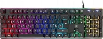 Tastatura gaming mecanica DELTACO GAMING, iluminare RGB, 25 taste anti-ghosting, cablu 1.8m, layout UK, negru