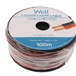 cablu difuzor rosu/negru cupru 2x0.35mmp, 100m, well, WELL