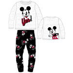 Pijama baieti, bumbac, Yes Mickey, gri, Disney