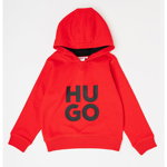 HUGO, Hanorac cu imprimeu logo, Rosu/Negru