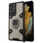 Husa Spate Upzz Techsuit Honeycomb Armor Cu Inel Metalic Compatibila Cu Samsung Galaxy S21 Ultra Negru