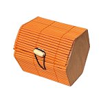 Cutie din bete de bambus hexagonala portocalie 80mm, StoneMania Bijou