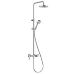 Coloana dus cu baterie si termostat Kludi Logo Dual Shower, cu pipa cada, Kludi