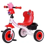 Tricicleta Go Kart, Purcelusul Peppa Pig ornata cu figurine din povesti pentru copii, rosu