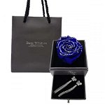 Trandafir criogenat in cutiuta cu sertar si cercei eleganti, diferite culori in punga de cadou, FashionForYou
