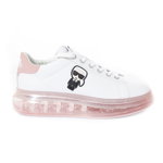 Pantofi sport femei Karl Lagerfeld albi din piele cu talpă transparentă și detalii roz 2051DP62630ARO, KARL LAGERFELD