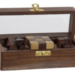 Jocuri puzzle in cutie din Lemn Maro L17xH6cm