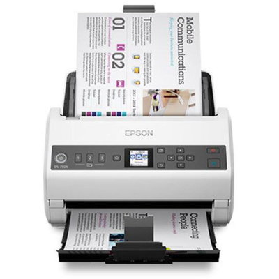 Scanner documente Epson WorkForce DS-730N, A4, Duplex Network, ecran LCD 1.44", 40ppm, ADF 100 coli, Alb/Negru