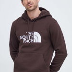 The North Face hanorac de bumbac Drew Peak Hoodie bărbați, culoarea maro, cu glugă, cu imprimeu NF00AHJYI0I1, The North Face
