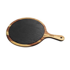 Platou servire din lemn acacia si ardezie, 36,7 x 25 cm - Zokura, Zokura