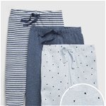 GAP, Set de pantaloni din bumbac organic, 3 perechi, Alb, Roz, 50 CM