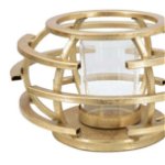 Suport lumânare Glam Stick, 10x18x18 cm, metal/ sticlă, auriu, Mauro Ferretti