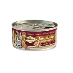 CARNILOVE Adult Cat curcan și ren 100g hrană umedă pisici adulte, CARNILOVE