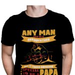 Tricou pentru barbati, Priti Global, cadou pentru bunic, Any man can be a grandfather, Negru, S, PRITI GLOBAL