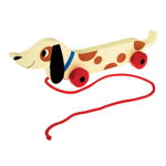 Jucărie - cățel din lemn pe roți Rex London Charlie The Sausage Dog, lungime 31,5 cm, Rex London