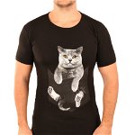 Tricou negru Cat pentru barbat - cod 45355, 