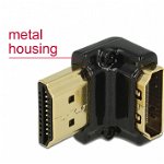 Adaptor HDMI-A T-M unghi 90 grade jos 4K carcasa metalica, Delock 65662, Delock