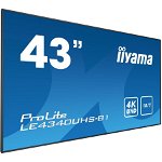 Monitor LED IIyama ProLite LE4340UHS-B1 42.5 inch 8 ms Negru 60 Hz