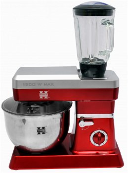 Herzberg HG-5065: Mixer cu suport 2 în 1 6,5 L și blender 1,7 - 1200 W roșu, Herzberg Cooking