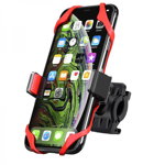Suport universal de telefon pentru ghidon cu elastic de securizare pentru trotineta / bicicleta/ carut/ motocicleta rosu, krasscom