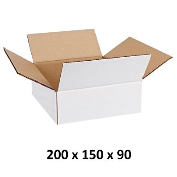 Cutie carton 200x150x90, alb, 3 straturi CO3, 470 g/mp, 