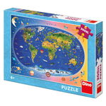 Puzzle XL - Harta Lumii (300 piese), Dino, 6-7 ani +, Dino