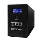 UPS 2200VA 1200W line interactive cu stabilizator 3 iesiri schuko, TED