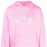 ERL UNISEX SILVER PRINT VENICE HOODE KNIT PINK, ERL