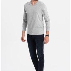 Bluza din bumbac cu decolteu in V Bluza din bumbac cu decolteu in V