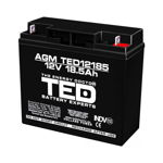 Acumulator stationar AGM VRLA TED Electric, 12 V, 18.5 Ah, terminale F3/T3