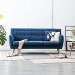 Canapea cu 3 locuri, tapițerie textilă, 172x70x82 cm, albastru