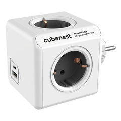 Priză 12 cm PowerCube Original USB Schuko – Cubenest, Cubenest