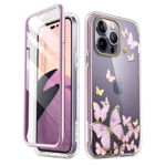 Carcasa stylish Supcase Cosmo compatibila cu iPhone 14 Pro Max, Protectie display, Purple Fly, Supcase