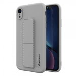 Husa Spate Wozinsky Compatibila Cu iPhone Xr, Cu Stand Metalic Pe Spate, Protectie La Camera - Gri, Wozinsky