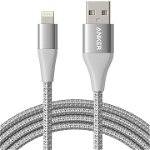 Cablu de date / adaptor Anker PowerLine+ II, USB Male la Lightning Male, 0.9 m, Silver + husa cadou