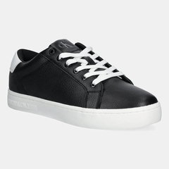 CALVIN KLEIN JEANS, Pantofi sport de piele cu sireturi, Negru, 42 CALVIN KLEIN JEANS, Pantofi sport de piele cu sireturi, Negru, 42