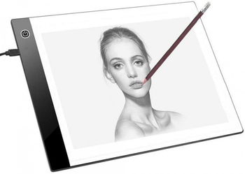 Plansa de desen JZK, iluminata LED, plastic, alb/negru, 33,5 x 23,3 cm
