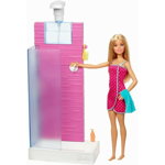 Mattel - Papusa Barbie , Cu par blond, Cu dus