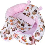 Set Baby Nest cu Pernita si Salteluta, fata dubla Angels - Roz/Multicolor, Pufinas