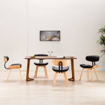 Set scaune bucatarie 4 buc vidaXL, negru, lemn curbat si piele ecologica, 51,5 x 54 x 78 cm, 15.52 kg