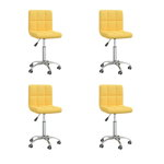 Set scaune de masa pivotante vidaXL, 40 x 47 x 74,5-86 cm, 4 piese, galben mustar material textil