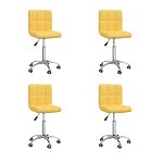 Set scaune de masa pivotante vidaXL, 40 x 47 x 74,5-86 cm, 4 piese, galben mustar material textil