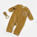 Salopeta Elefant cu maneca lunga din 80%bumbac organic si 20% poliester - Mustar, BabyCosy (Marime: 12-18 Luni), BabyCosy