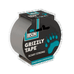 Banda adeziva universala, intarita cu material textil - BISON Grizzly Super Strong - gri - 10 m